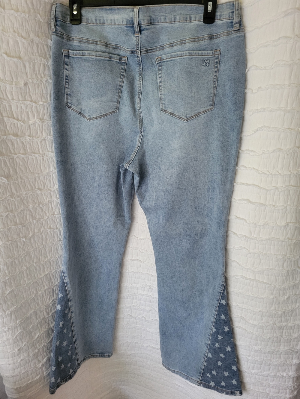 DG2 by Diane Gilman Light Wash Flare Jeans with Star Cuff - Picture 4 of 16